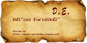 Décsi Euridiké névjegykártya